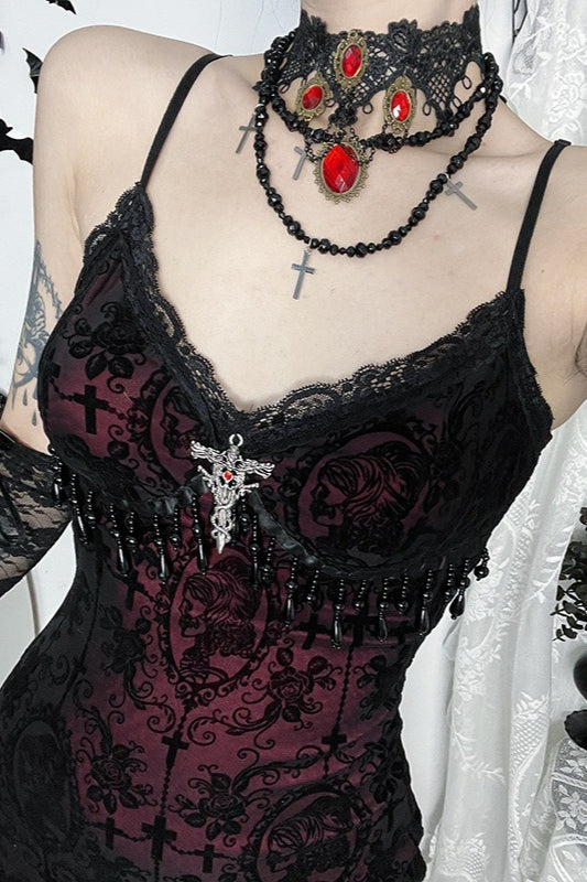 Halloween Gothic Velvet Cami Dress