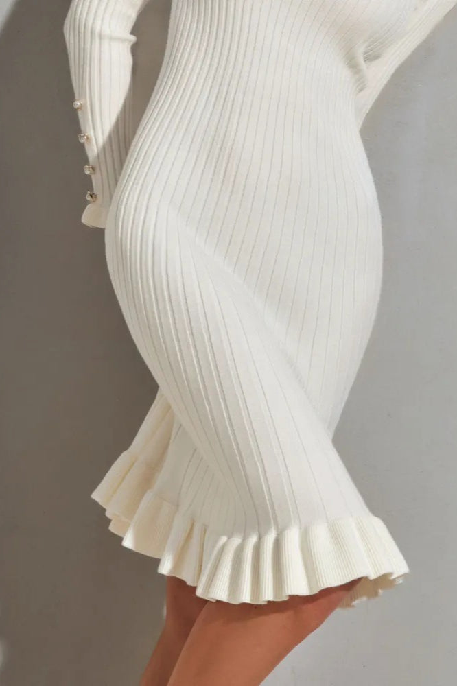 Ruffled Hem Knit Sweater Dress