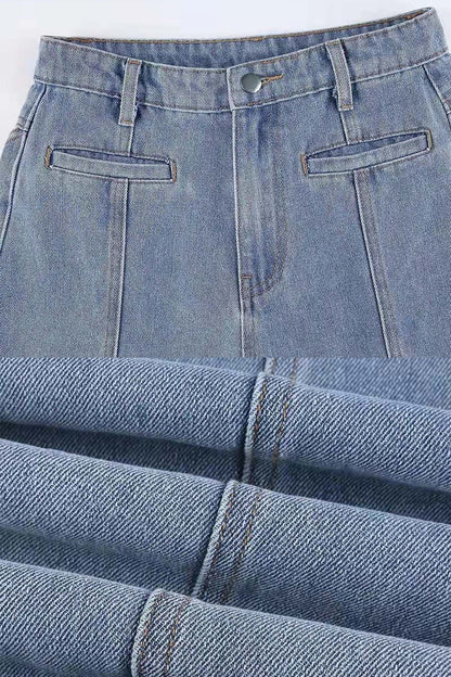 Five-Pointed Star Contrast Mid-rise Jeans