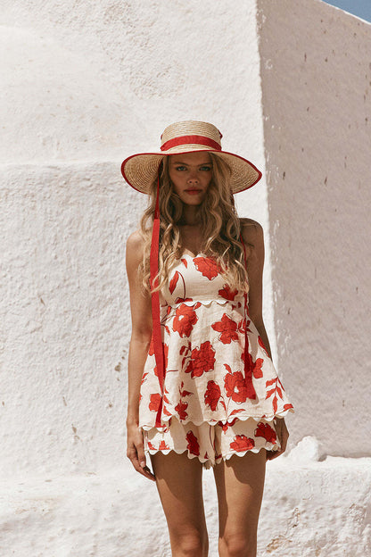 Floret Tube Co-Ord - Red