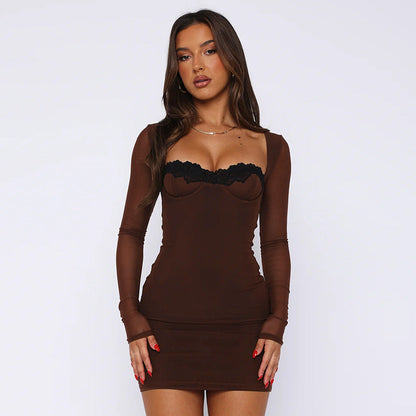 Connie Mini Dress-Brown