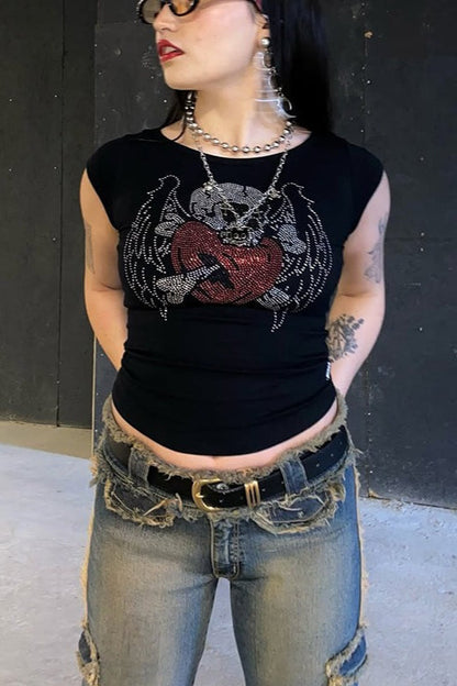 Gothic Skull Rhinestone T-Shirt