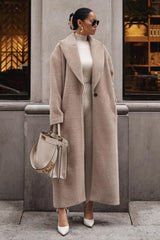 Fleece Lapel Long Sleeve Cozy Overcoat