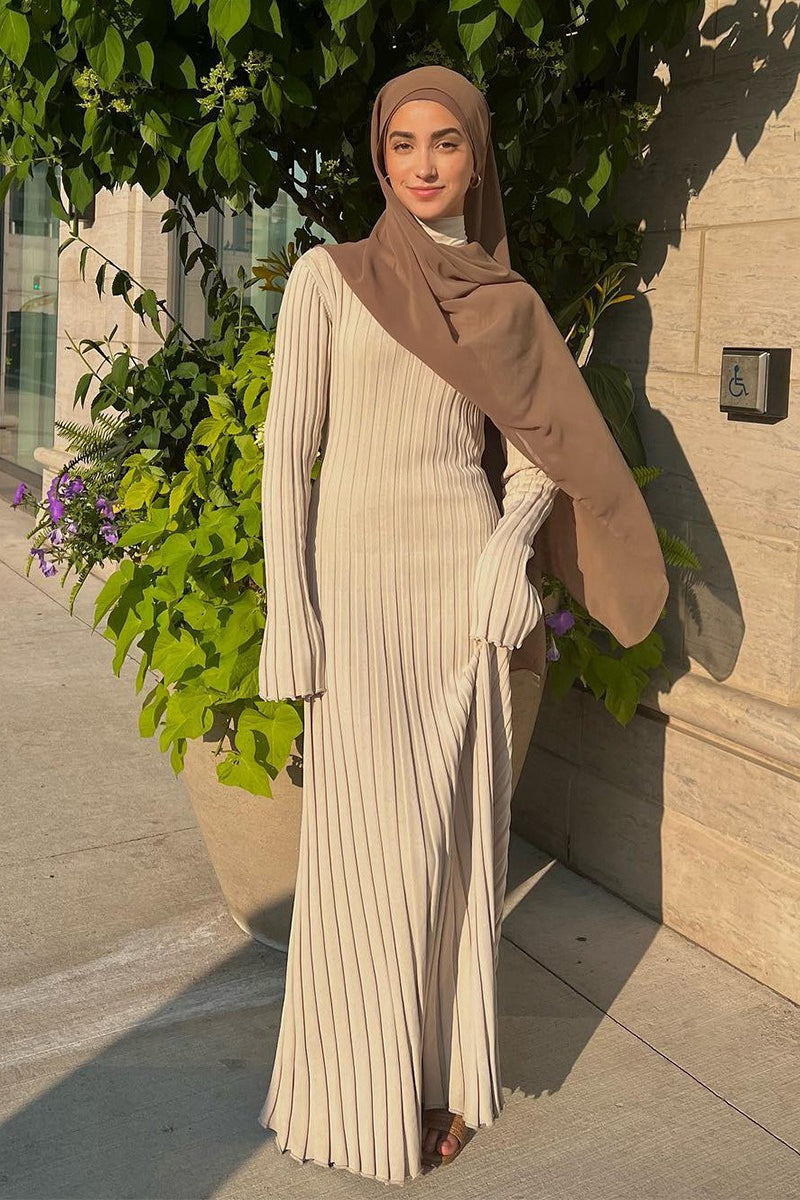 Slim Fit Crew Neck Sweater Dress S / Khaki