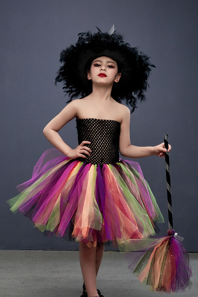 Colorful Witch Tutu Kid Halloween Costume