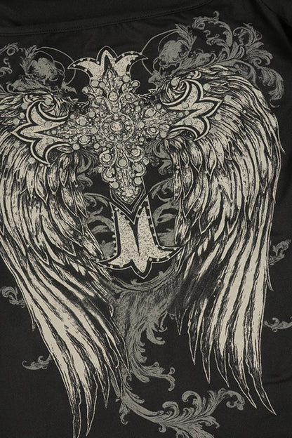 Gothic Graphic Hollow Out T-Shirt