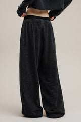 Double Waist Vintage Denim Knit Pants