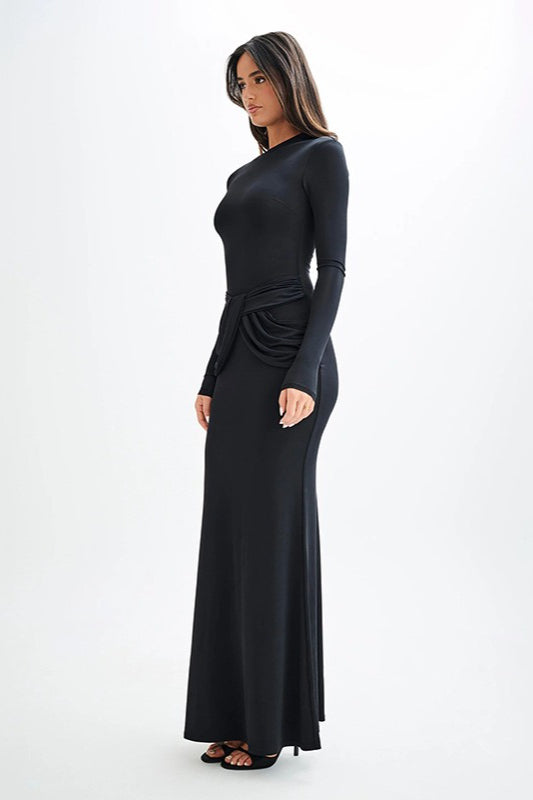 Long Sleeve Crew Neck Maxi Dress