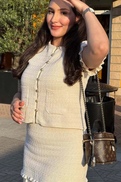 Elegant Knitted Short Sleeve Cropped Cardigan