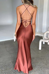 Back Tie Spaghetti Strap Formal Dress