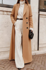 Warm Wool Solid Color Long Overcoat