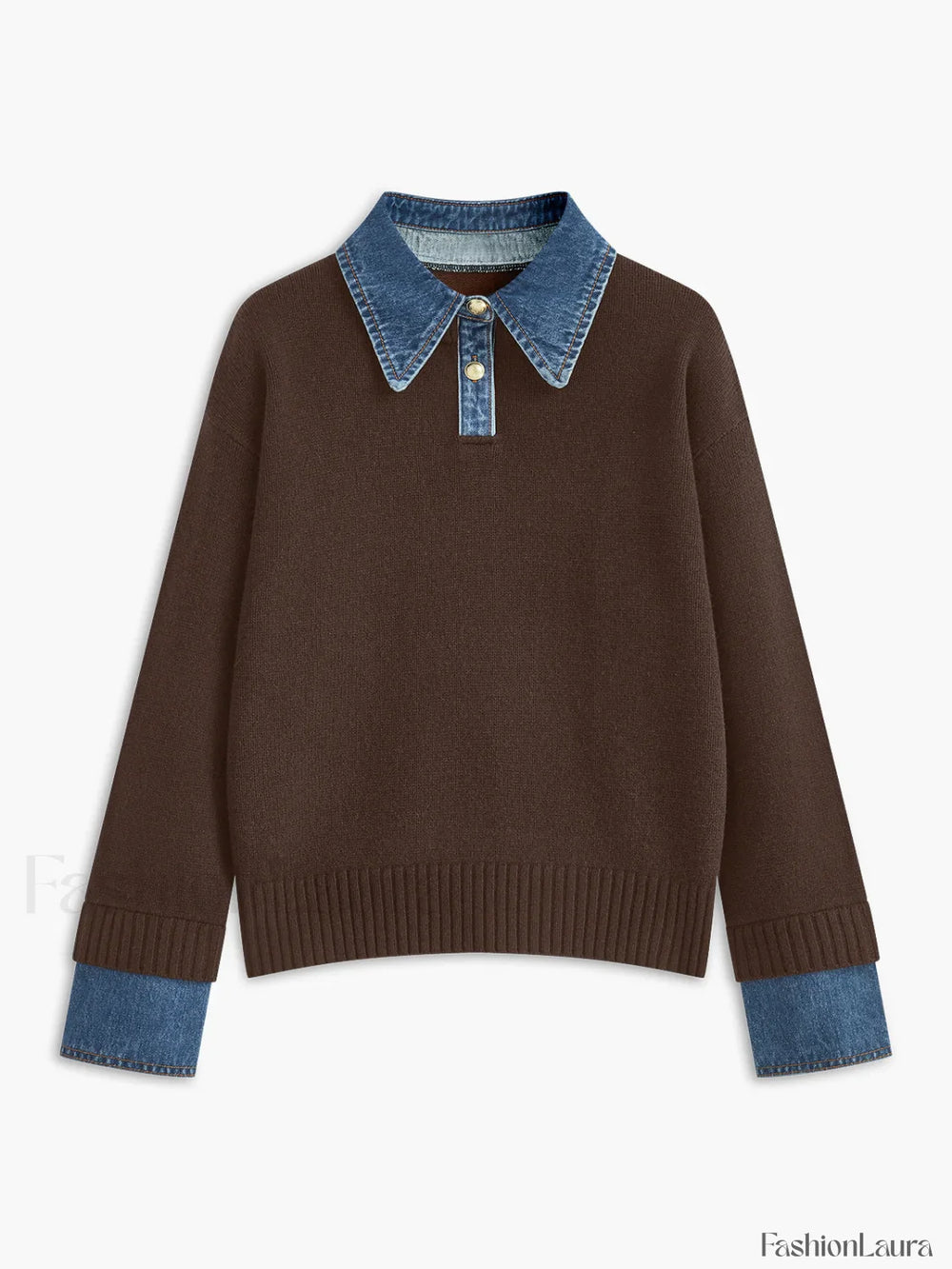 2 in 1 Panel Lapel Sweater Brown / XS Sweaters