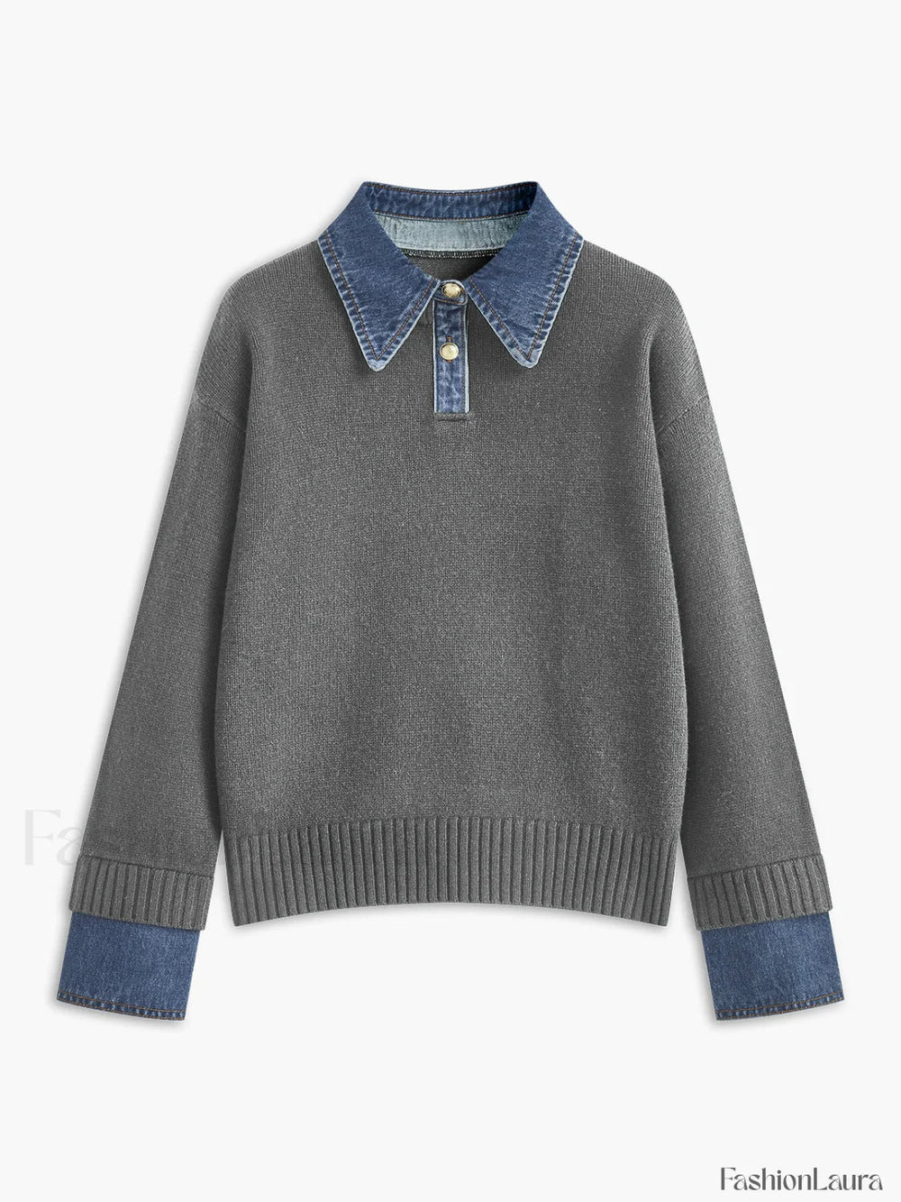 2 in 1 Panel Lapel Sweater Light Grey / XS Sweaters