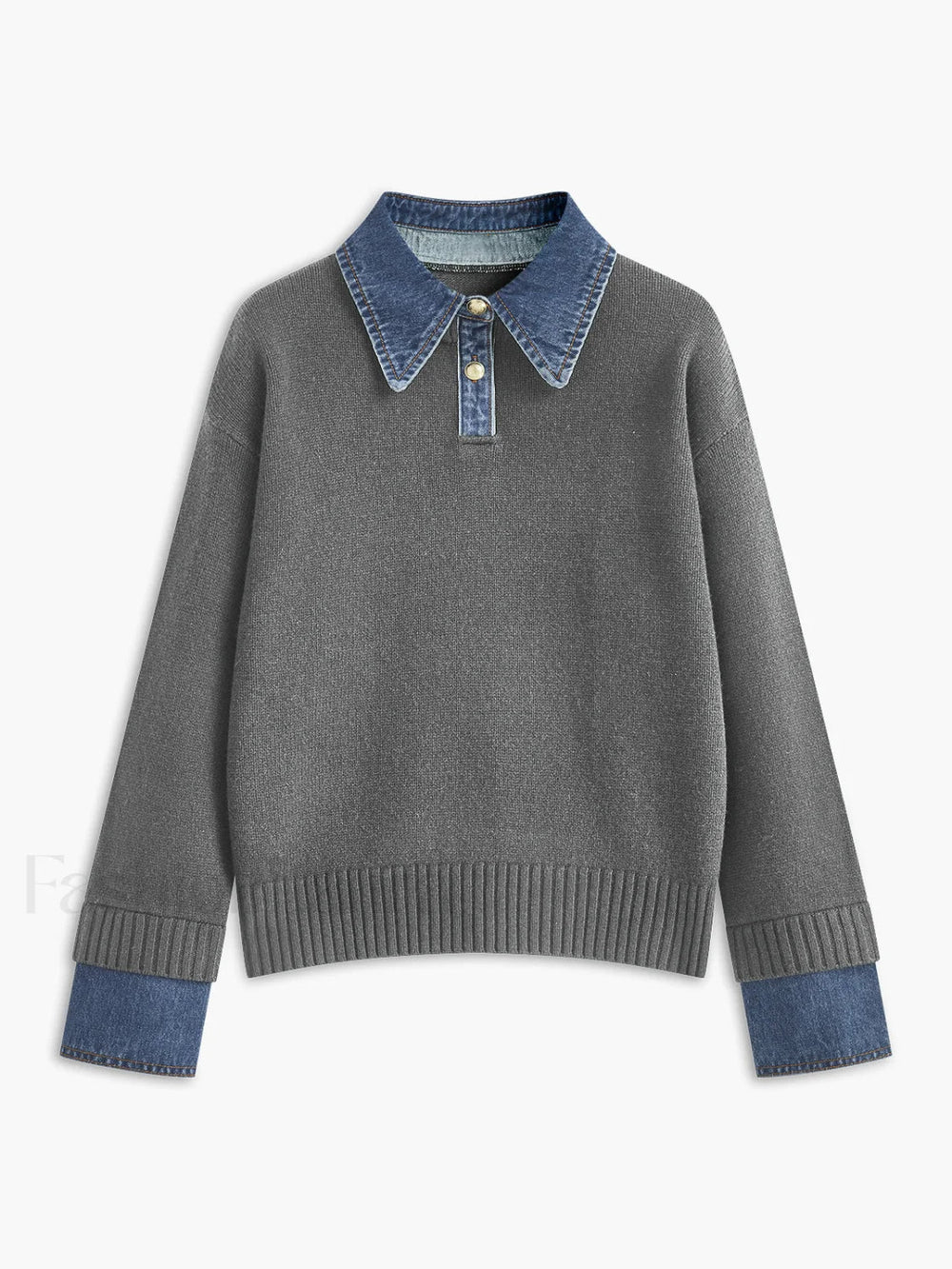 2 in 1 Panel Lapel Sweater Light Grey / XS Sweaters