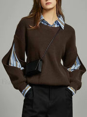 2 in 1 Ribbed Cutout Sweater Dark Brown / XS Sweaters