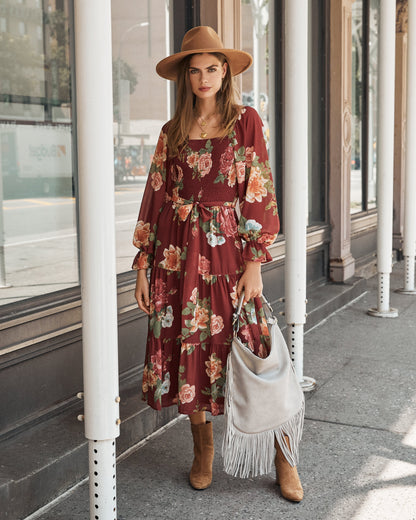 Claudette Floral Smocked Midi Dress - FINAL SALE