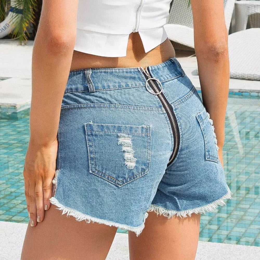 2024 New Sexy High Waist Bandage Lace Denim Shorts
