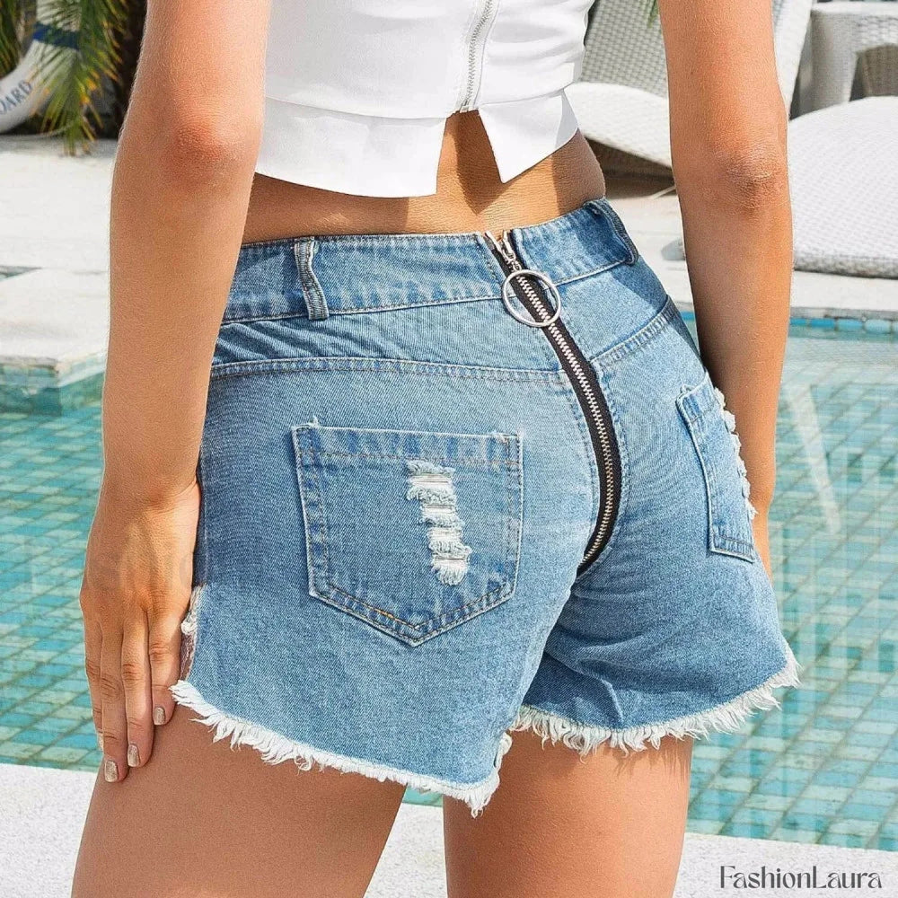 2024 New Sexy High Waist Bandage Lace Denim Shorts