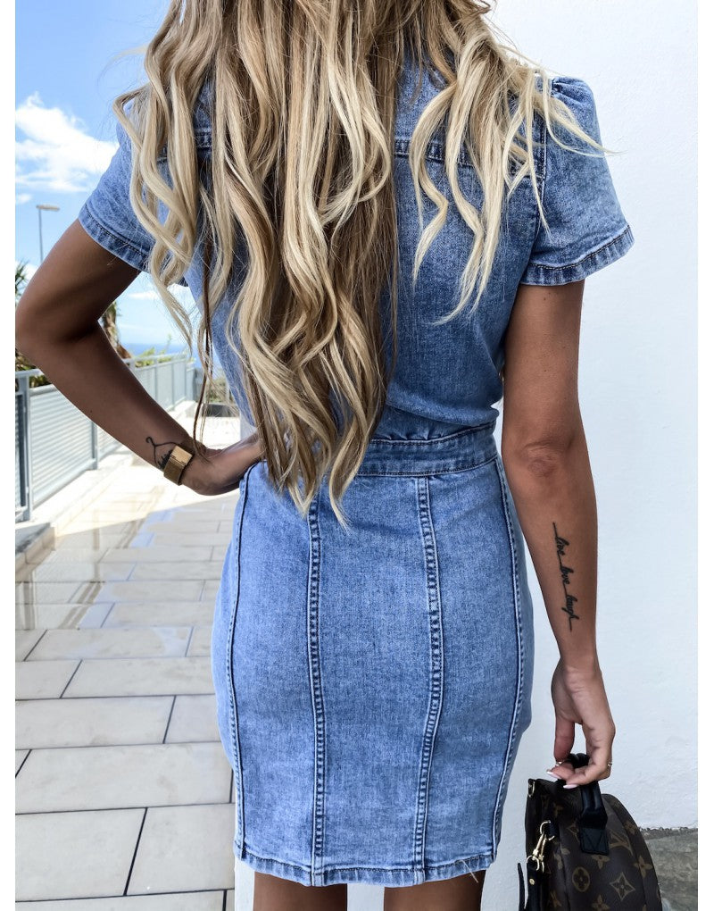 Tribeca Pocketed Button Down Denim Dress - FINAL SALE
