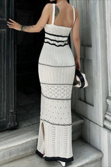 Knit Spaghetti Strap Split Sweater Dress