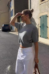 French Chic Short Sleeve Slim Knit Top