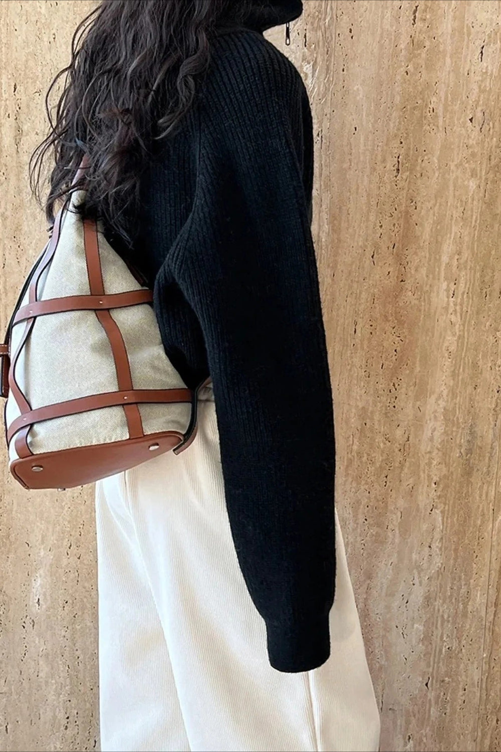 Half Zip Knit Turtleneck Sweater