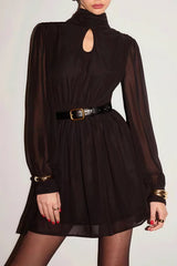 Backless Long Sleeve Mini Dress