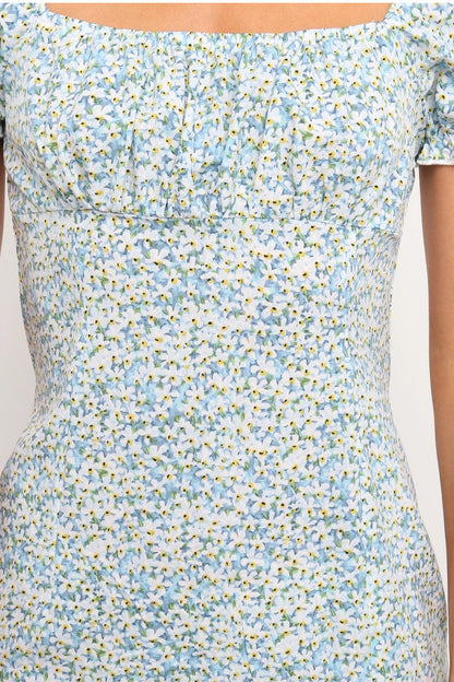 Floral Sweetheart Mini Dress - Sage