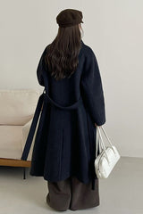 Wool Reversible Midi Scarf Style Overcoat
