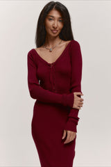 V-Neck Knit Crop Top Sweater Dress