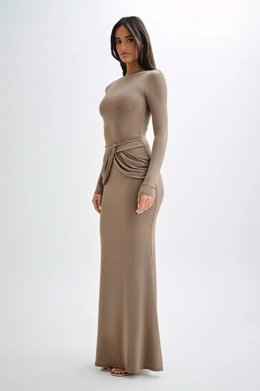 Long Sleeve Crew Neck Maxi Dress
