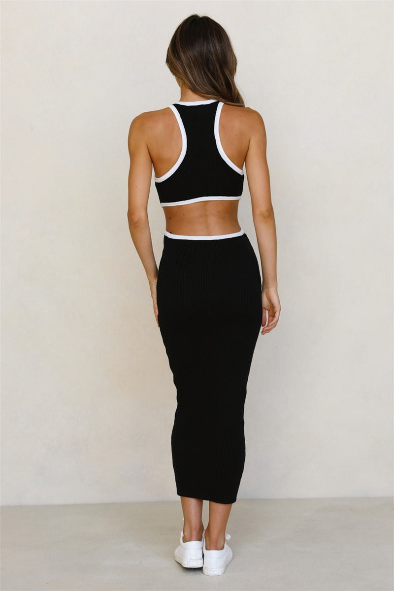 Backless Bodycon Sweater Dress S / Black