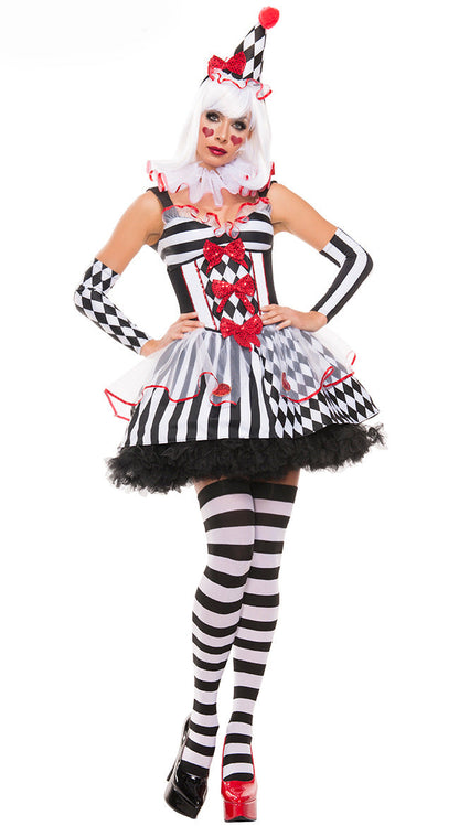 Checkerboard Circus Clown Cosplay Halloween Costume