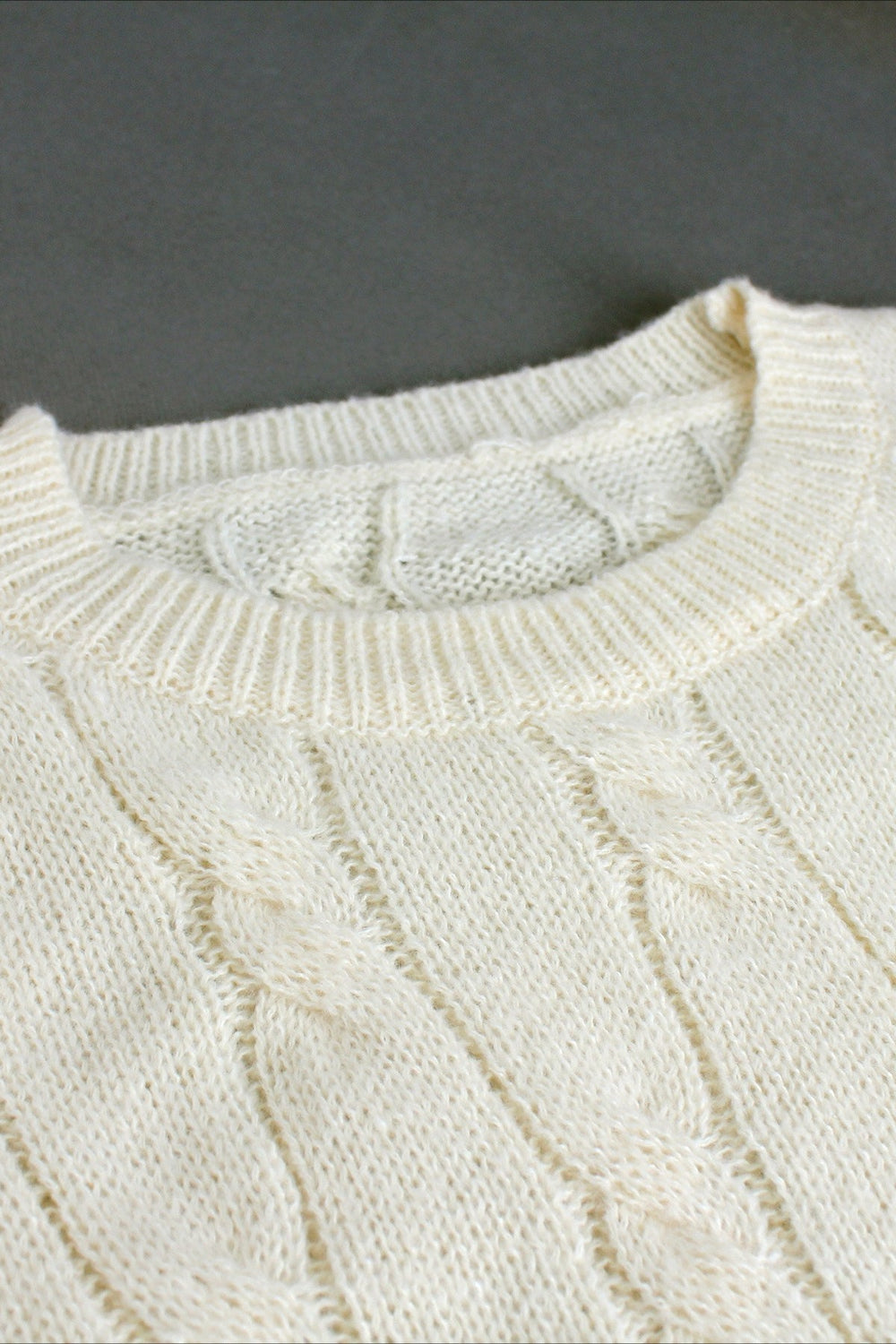 Solid Color Long Sleeve Cable Knit Sweater Dress