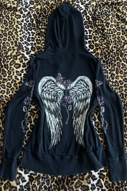 Street Style Wing Print Hoodie
