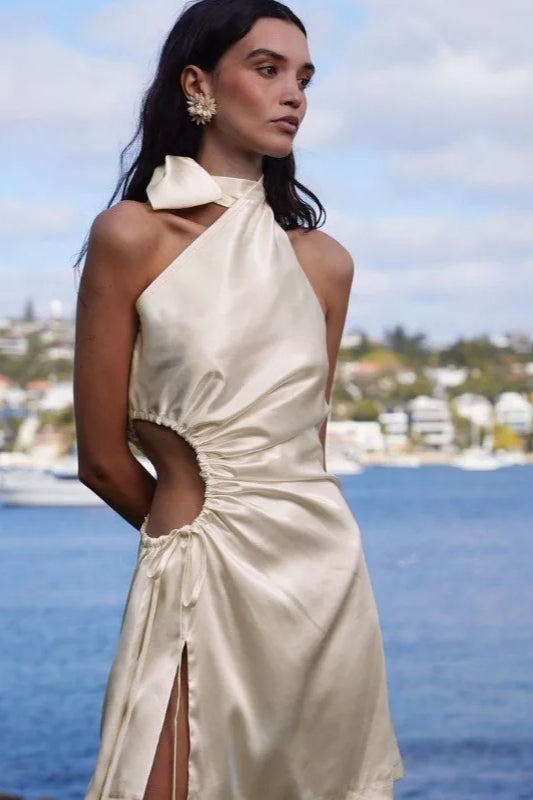 Hollow Out Bow Midi Dress