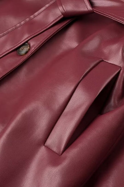 Loose Leather Trench Coat coats