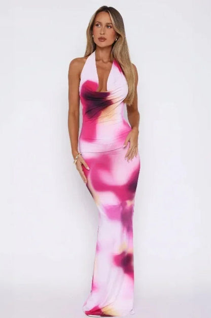Deep V-neck Backless Maxi Dress