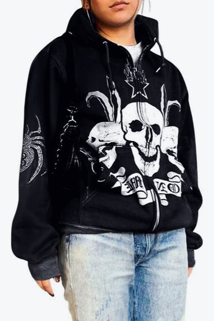 Y2K Graphic Zip Up Hoodie