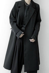 Black Double Breasted Long Blazer Overcoat