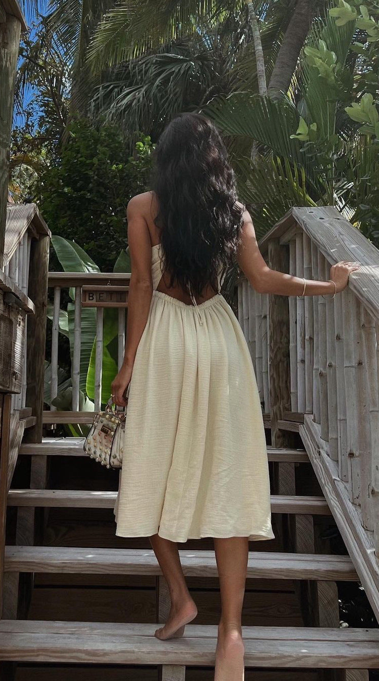 Miraan Slit Dress - Beige