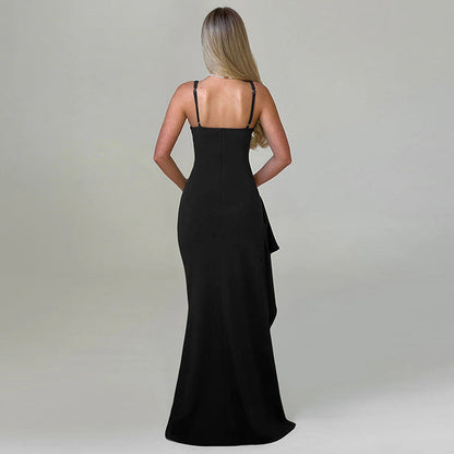 Maven Sheath Dress With Slit - Black