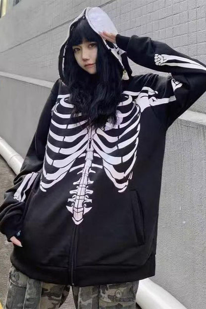 Gothic Skeleton Zipper Hoodie