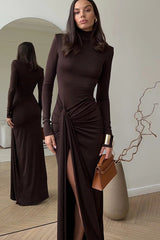 High Slit Tie Front Bodycon Dress