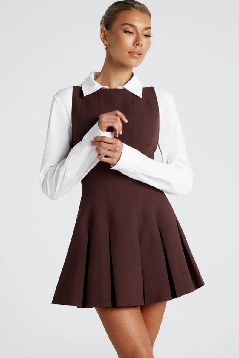 Solid Color Wide Hem Sleeveless Cocktail Dress