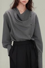 Vintage Relaxed Draped Neck Blouse