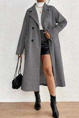Minimalist Solid Wool Collar Overcoat