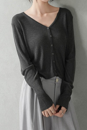 Lightweight Knit Cardigan Grey / One Size