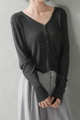 Lightweight Knit Cardigan Grey / One Size