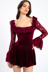 Velvet Bell Sleeve Bodycon Dress